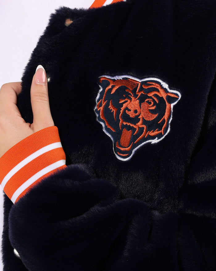 Chicago Bears Womens Oversized Faux Fur Bomber Jacket FOCO S - FOCO.com