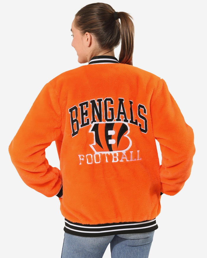 Cincinnati Bengals Womens Oversized Faux Fur Bomber Jacket FOCO S - FOCO.com