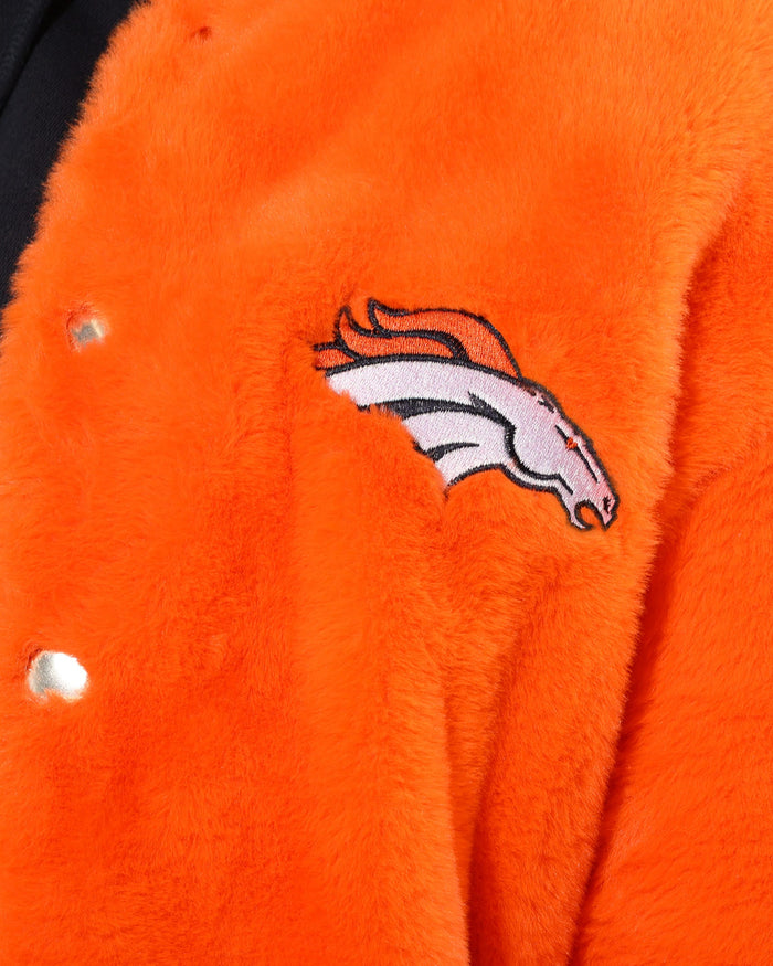 Denver Broncos Womens Oversized Faux Fur Bomber Jacket FOCO S - FOCO.com