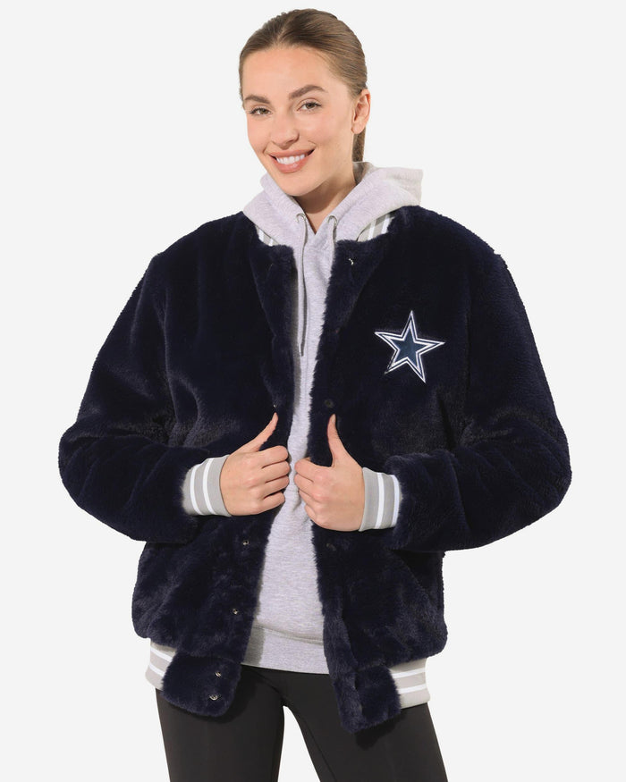 Dallas Cowboys Womens Oversized Faux Fur Bomber Jacket FOCO S - FOCO.com