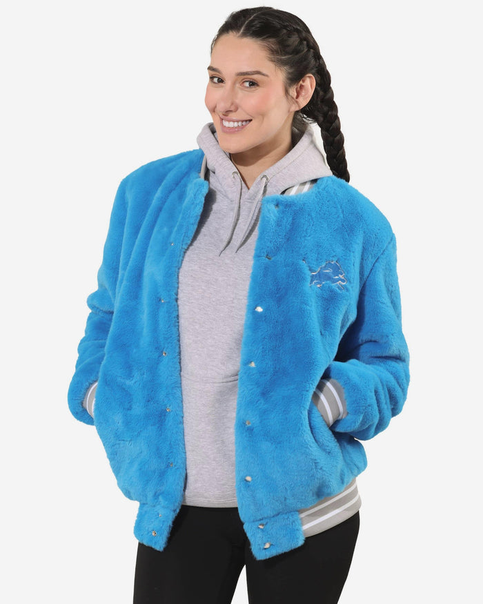 Detroit Lions Womens Oversized Faux Fur Bomber Jacket FOCO S - FOCO.com