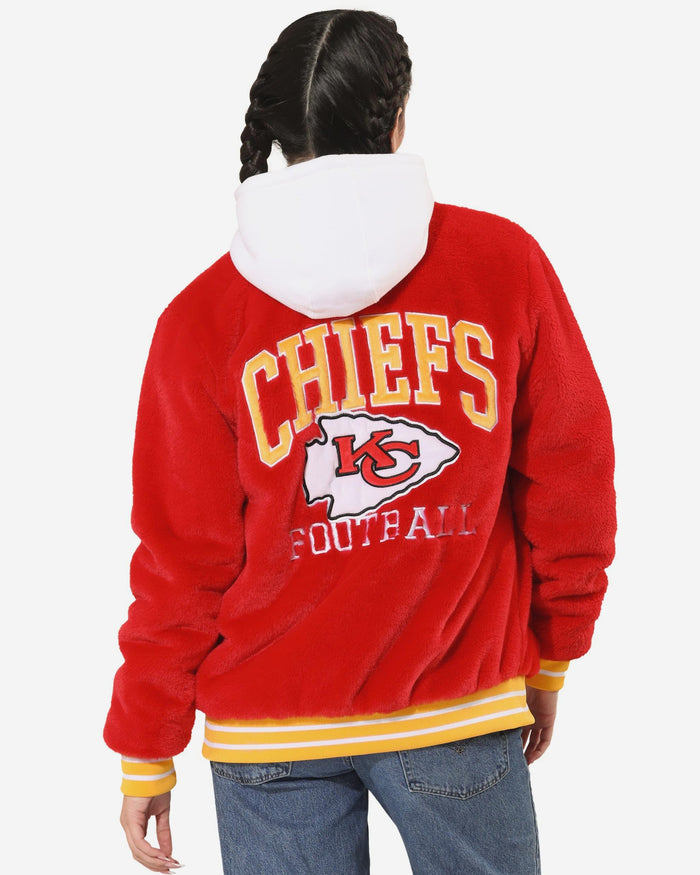 Kansas City Chiefs Womens Oversized Faux Fur Bomber Jacket FOCO S - FOCO.com