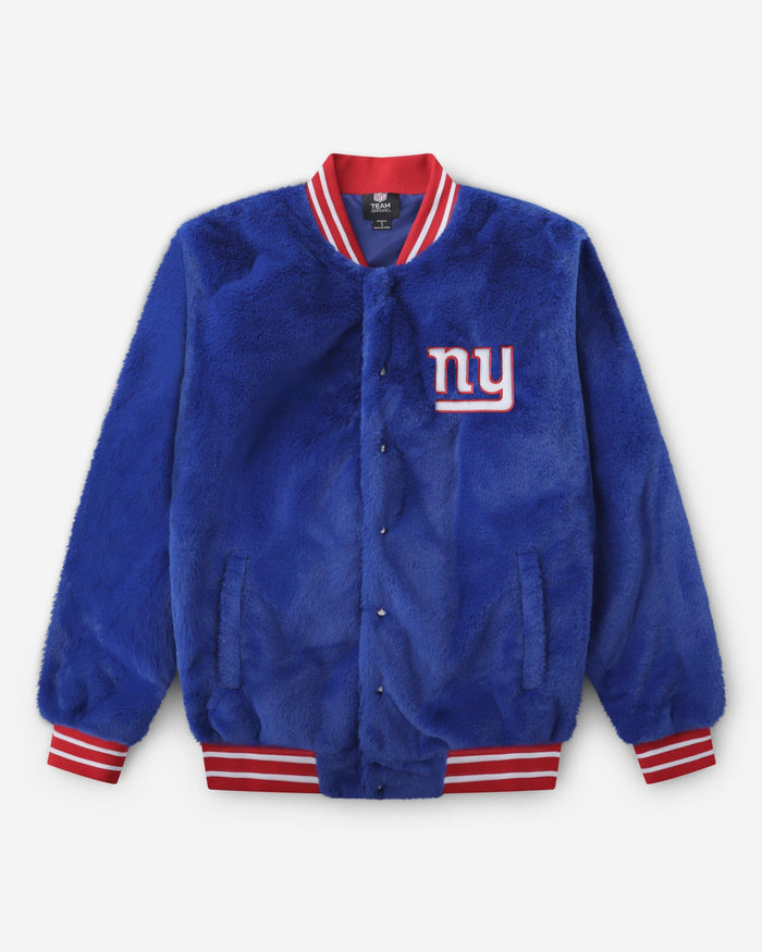 New York Giants Womens Oversized Faux Fur Bomber Jacket FOCO S - FOCO.com