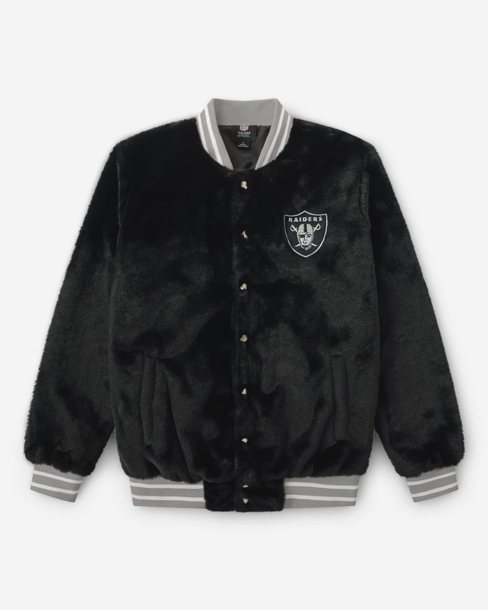 Las Vegas Raiders Womens Oversized Faux Fur Bomber Jacket FOCO S - FOCO.com