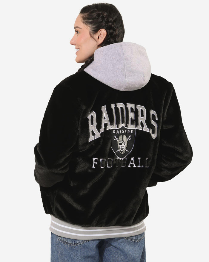 Las Vegas Raiders Womens Oversized Faux Fur Bomber Jacket FOCO S - FOCO.com