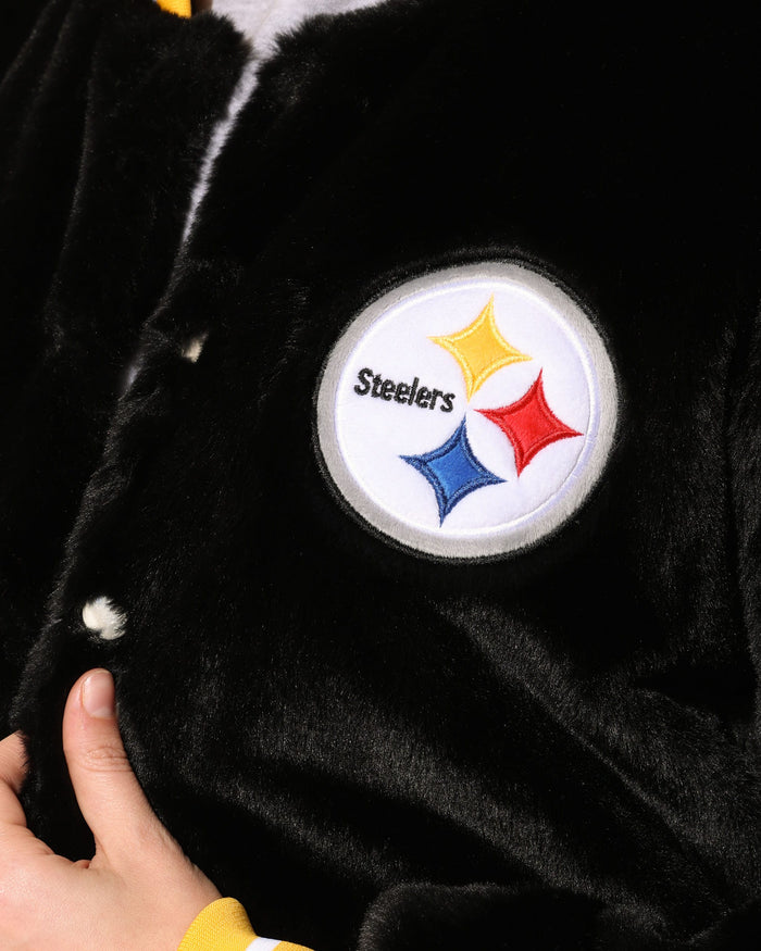 Pittsburgh Steelers Womens Oversized Faux Fur Bomber Jacket FOCO S - FOCO.com
