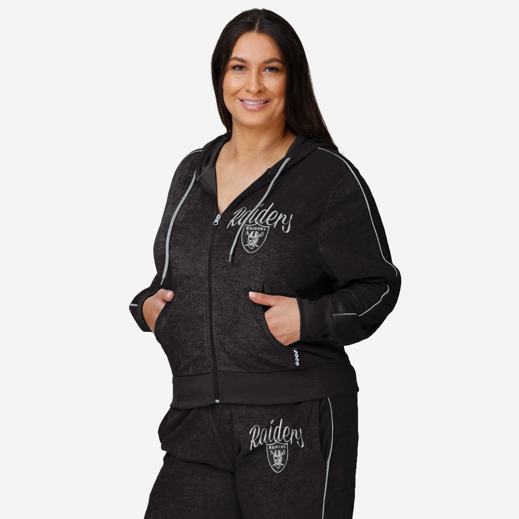 Las Vegas Raiders Womens Terry Knit Zip Up Top FOCO S - FOCO.com