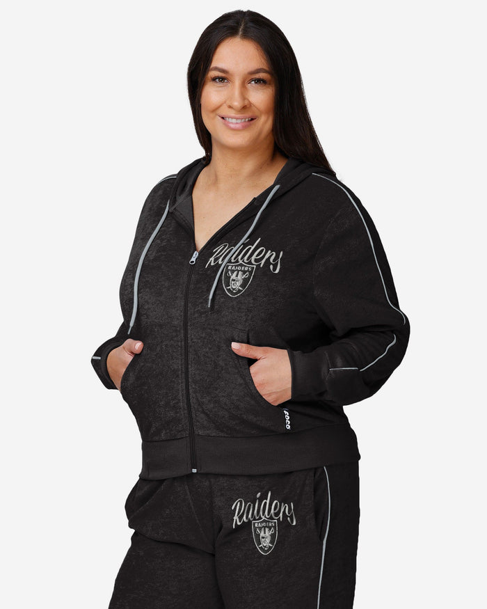 Las Vegas Raiders Womens Terry Knit Zip Up Top FOCO S - FOCO.com