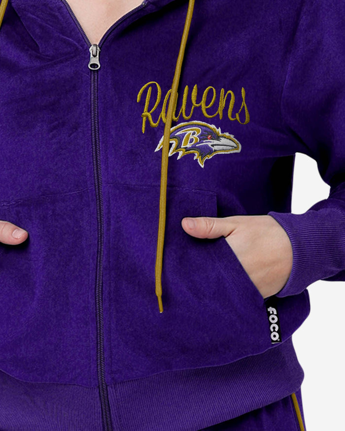 Baltimore Ravens Womens Velour Zip Up Top FOCO - FOCO.com