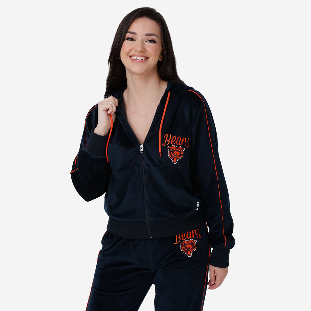 Chicago Bears Womens Velour Zip Up Top FOCO S - FOCO.com