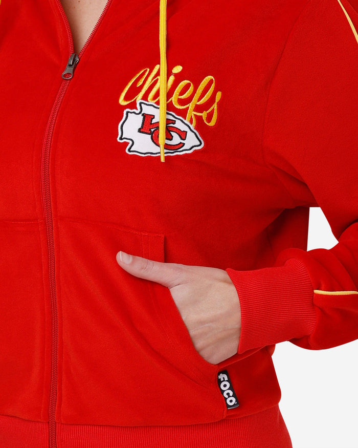 Kansas City Chiefs Womens Velour Zip Up Top FOCO - FOCO.com