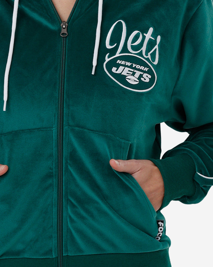 New York Jets Womens Velour Zip Up Top FOCO - FOCO.com