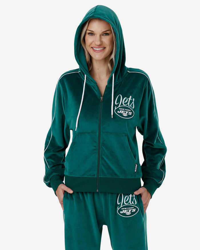 New York Jets Womens Velour Zip Up Top FOCO S - FOCO.com