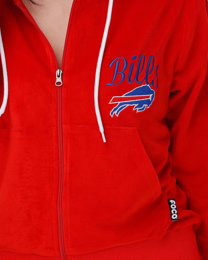 Buffalo Bills Womens Red Velour Zip Up Top FOCO - FOCO.com