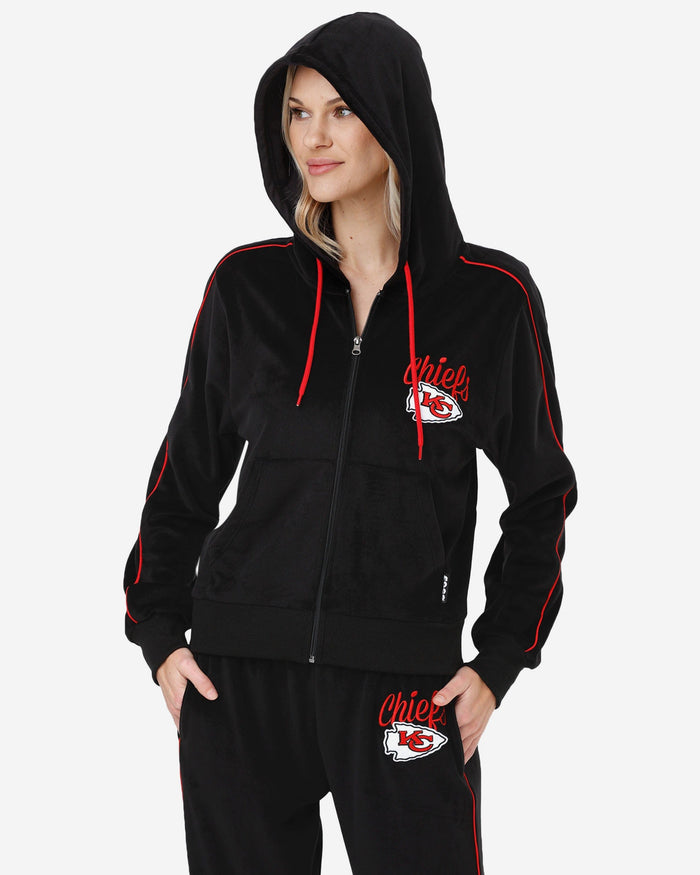 Kansas City Chiefs Womens Black Velour Zip Up Top FOCO S - FOCO.com