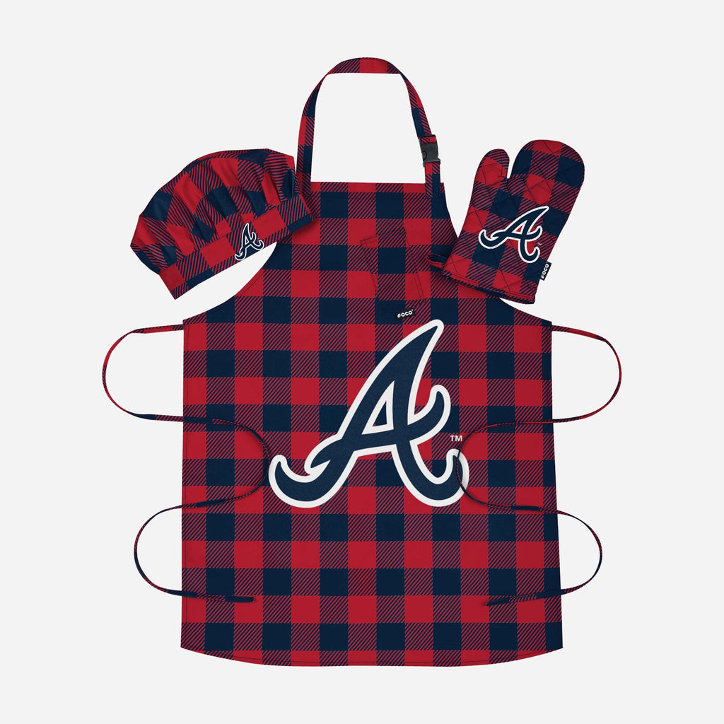 Atlanta Braves Plaid Chef Set FOCO - FOCO.com