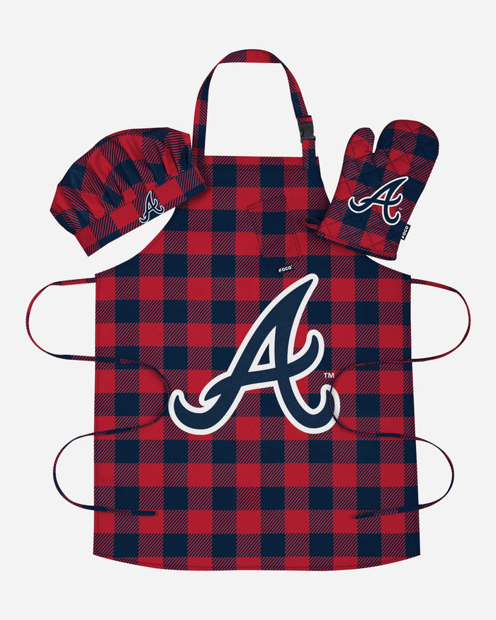 Atlanta Braves Plaid Chef Set FOCO - FOCO.com