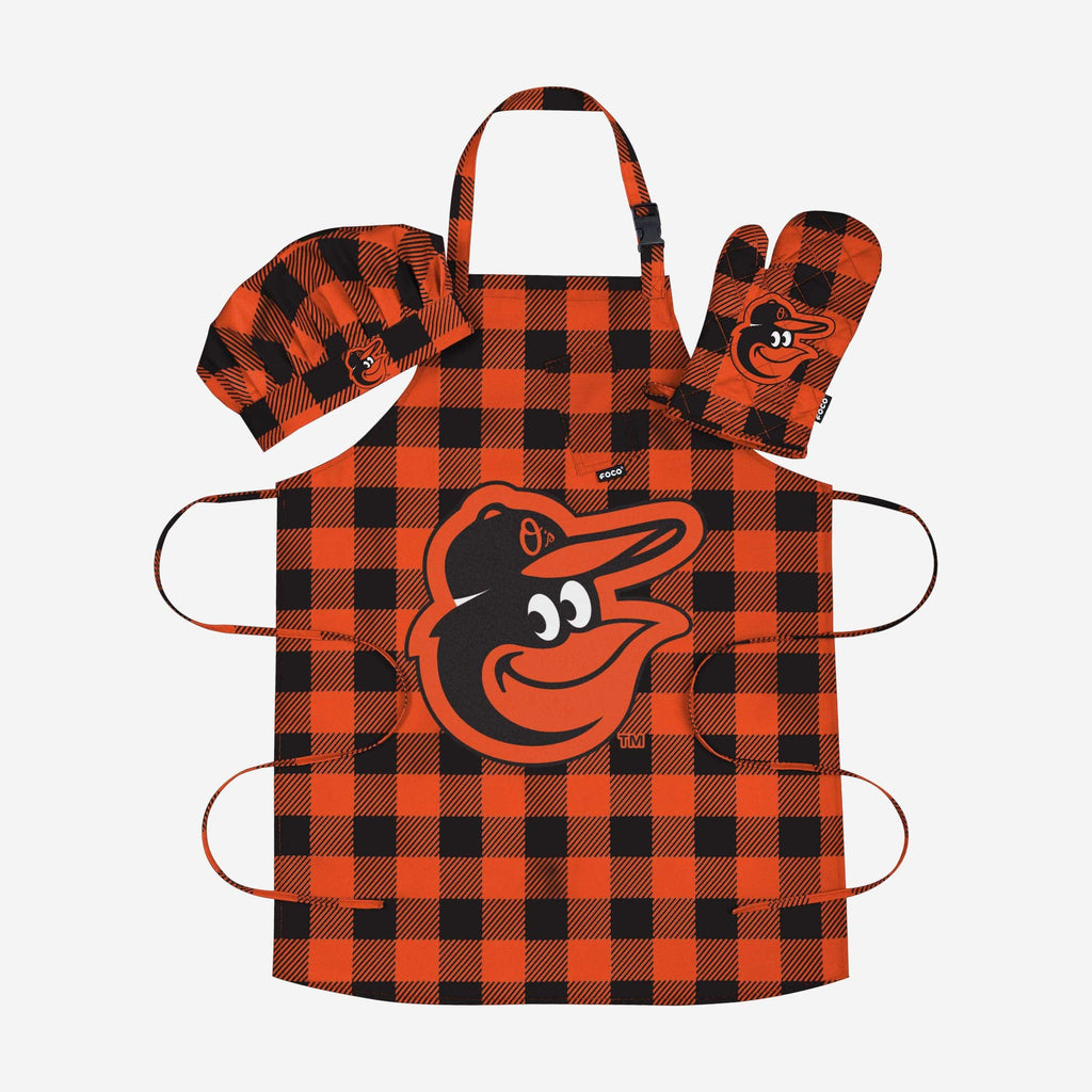 Baltimore Orioles Plaid Chef Set FOCO - FOCO.com