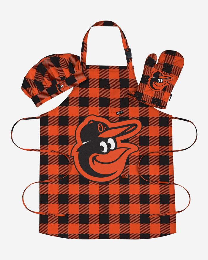 Baltimore Orioles Plaid Chef Set FOCO - FOCO.com