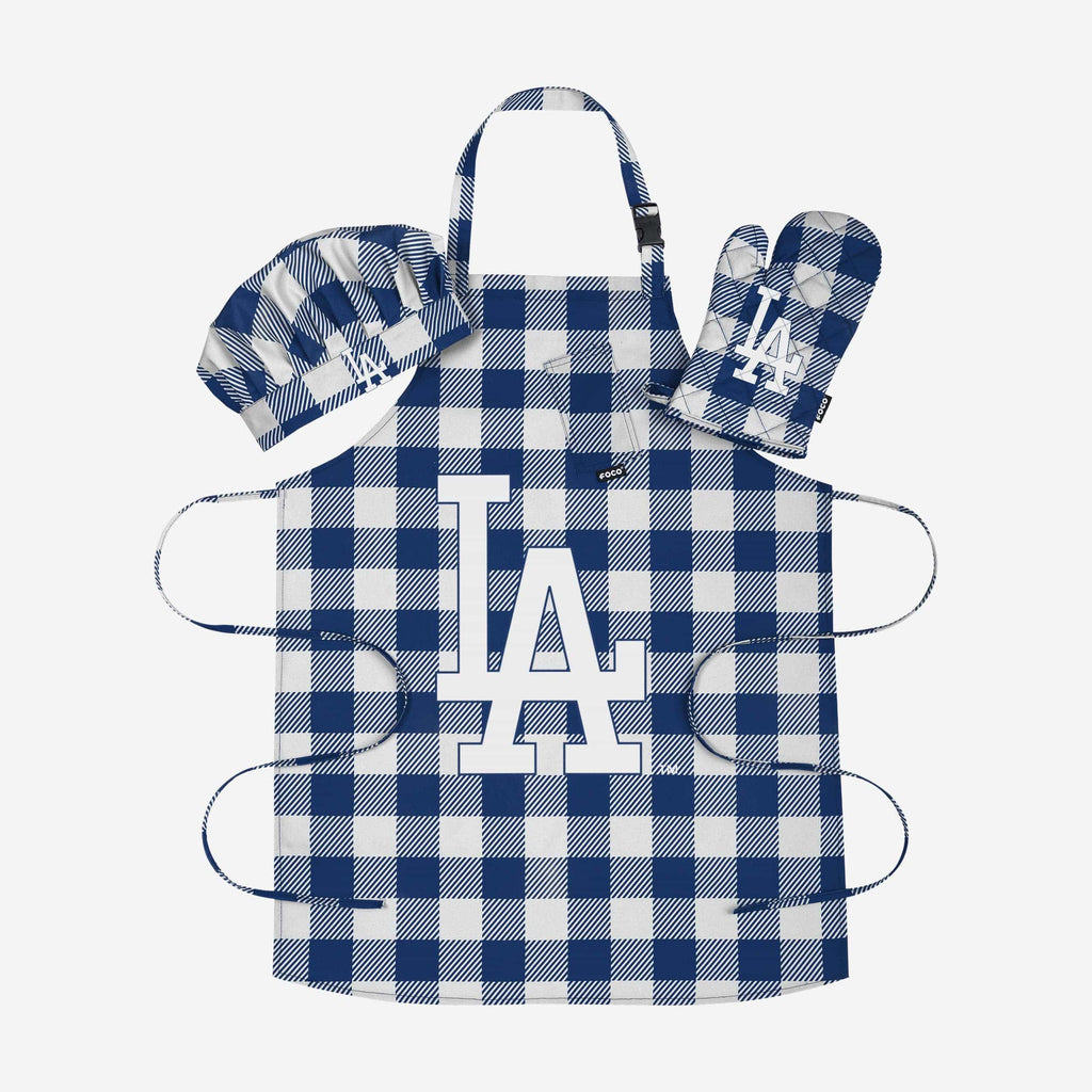 Los Angeles Dodgers Plaid Chef Set FOCO - FOCO.com