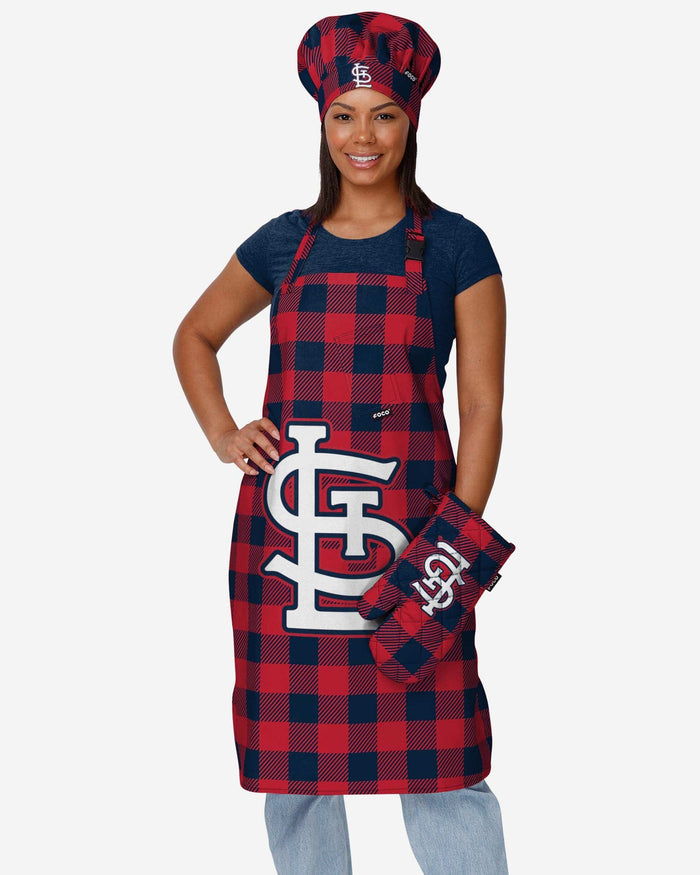 St Louis Cardinals Plaid Chef Set FOCO - FOCO.com