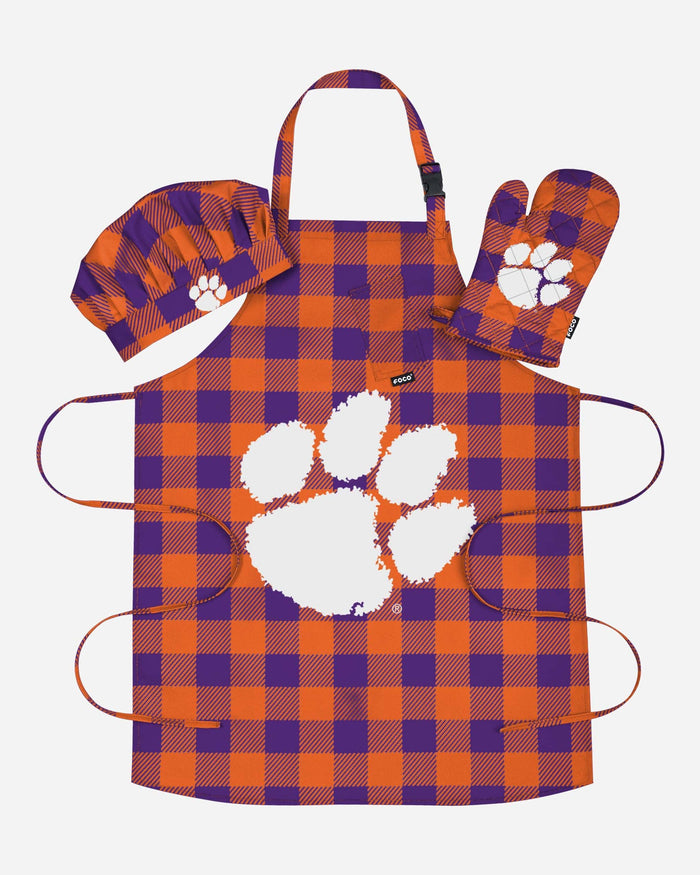 Clemson Tigers Plaid Chef Set FOCO - FOCO.com