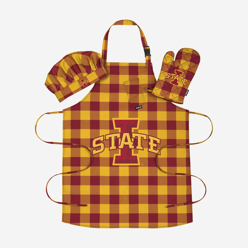 Iowa State Cyclones Plaid Chef Set FOCO - FOCO.com