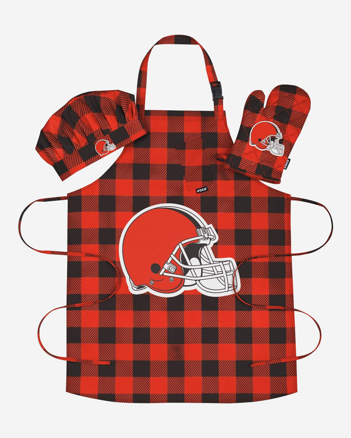 Cleveland Browns Plaid Chef Set FOCO - FOCO.com