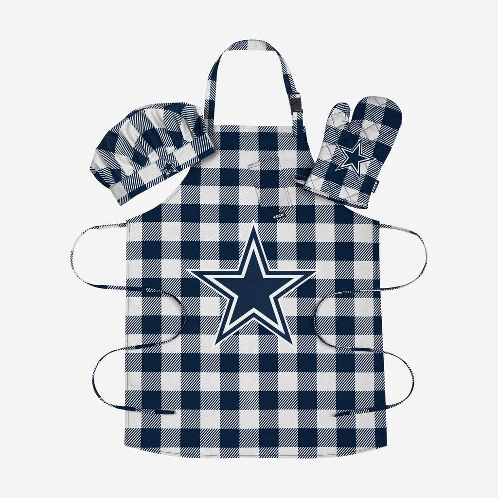 Dallas Cowboys Plaid Chef Set FOCO - FOCO.com