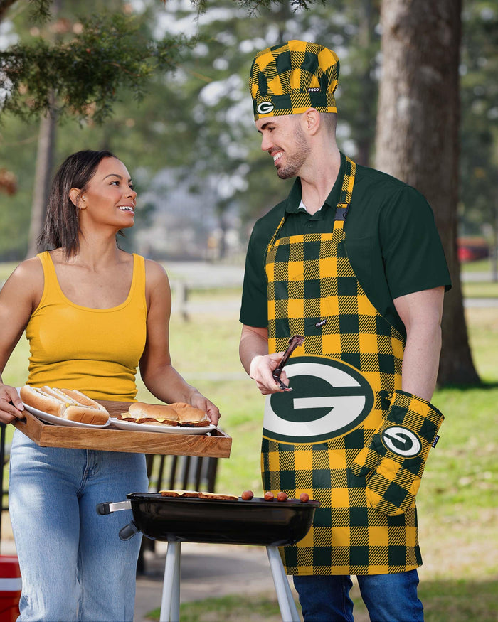 Green Bay Packers Plaid Chef Set FOCO - FOCO.com