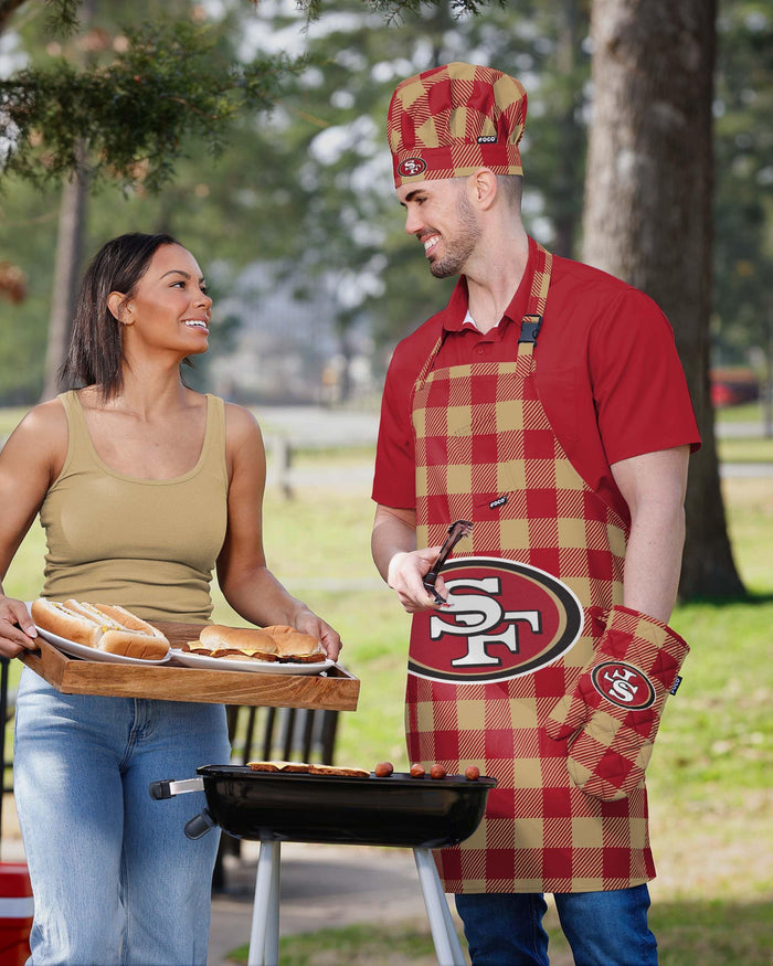 San Francisco 49ers Plaid Chef Set FOCO - FOCO.com