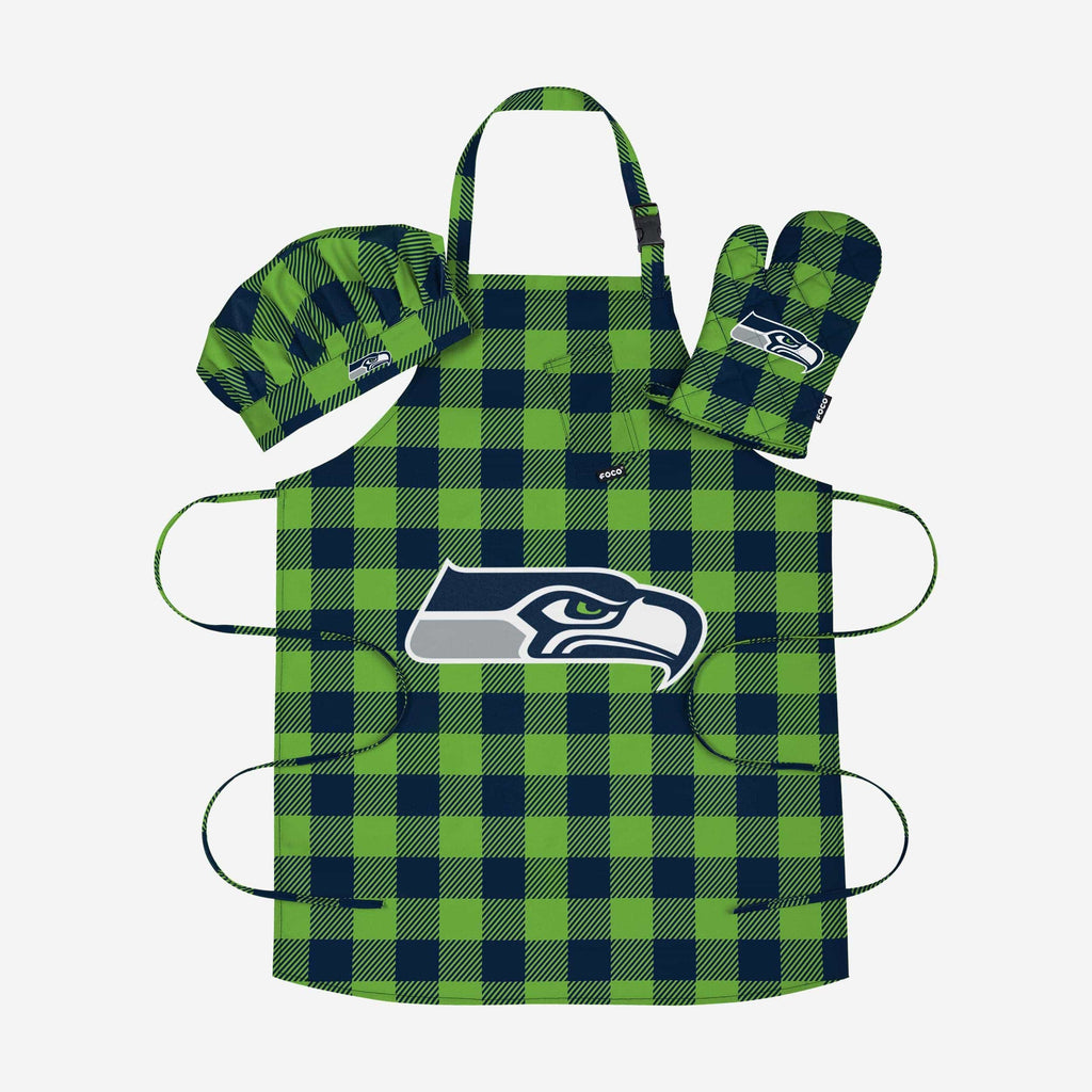 Seattle Seahawks Plaid Chef Set FOCO - FOCO.com