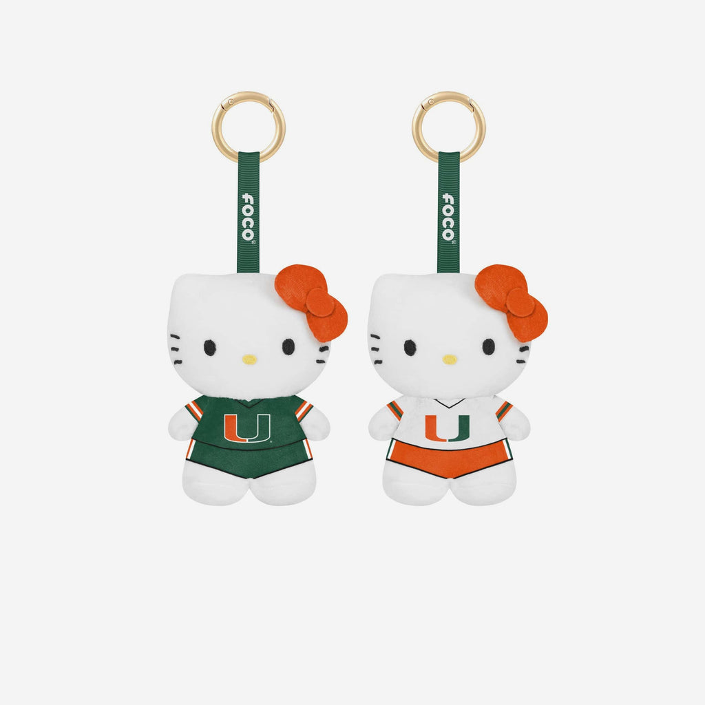 Miami Hurricanes 2 Pack Mini Plush Hello Kitty® Bag Charm Keychain FOCO - FOCO.com