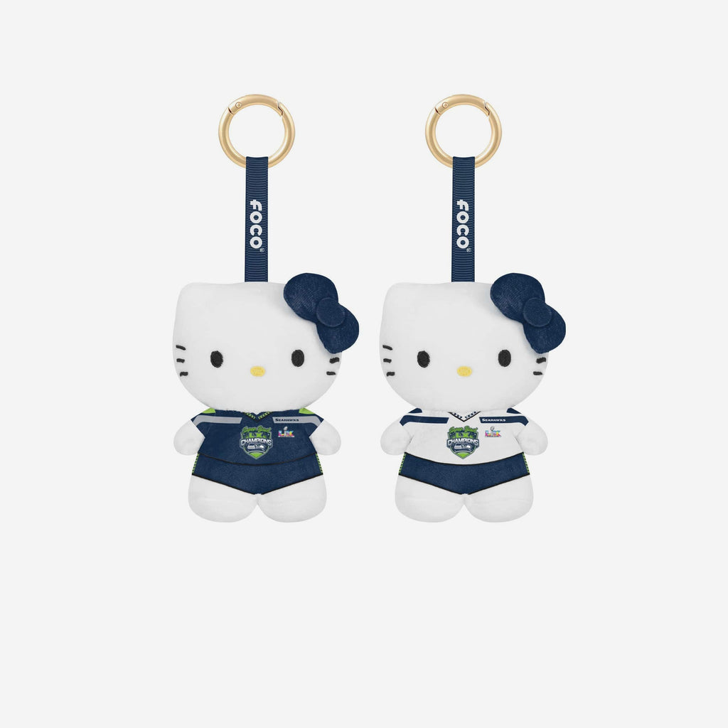 Seattle Seahawks Super Bowl LX Champions Plush Hello Kitty® 2 Pack Bag Charm Keychain FOCO - FOCO.com