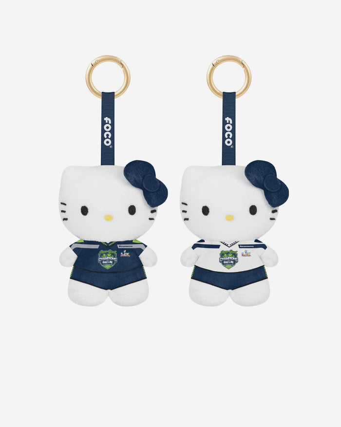 Seattle Seahawks Super Bowl LX Champions Plush Hello Kitty® 2 Pack Bag Charm Keychain FOCO - FOCO.com