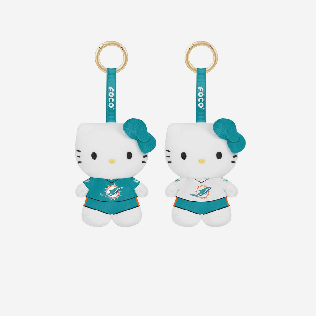 Miami Dolphins 2 Pack Mini Plush Hello Kitty® Bag Charm Keychain FOCO - FOCO.com