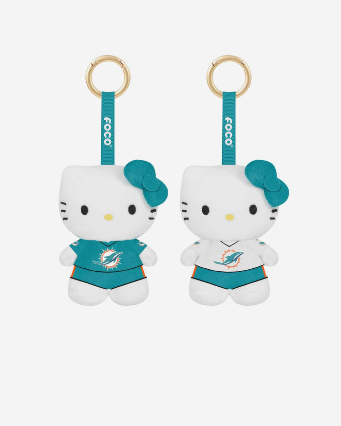 Miami Dolphins 2 Pack Mini Plush Hello Kitty® Bag Charm Keychain FOCO - FOCO.com