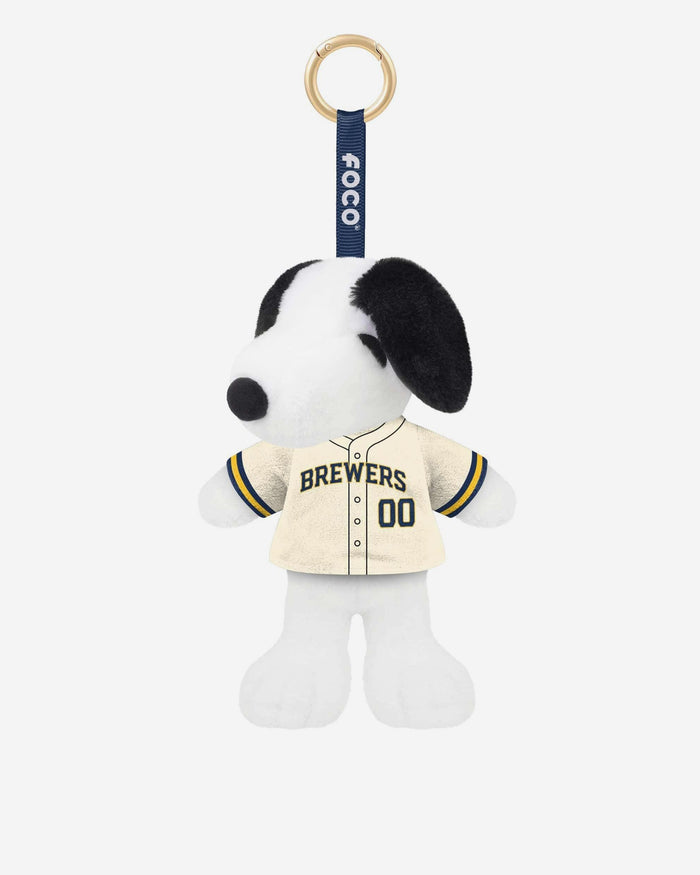 Milwaukee Brewers Plush Snoopy Peanuts Bag Charm Keychain FOCO - FOCO.com