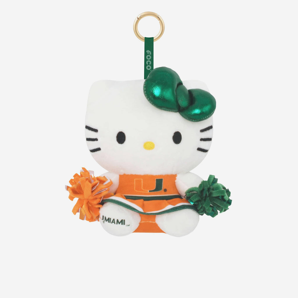 Miami Hurricanes Plush Hello Kitty® Cheerleader Bag Charm Keychain FOCO - FOCO.com