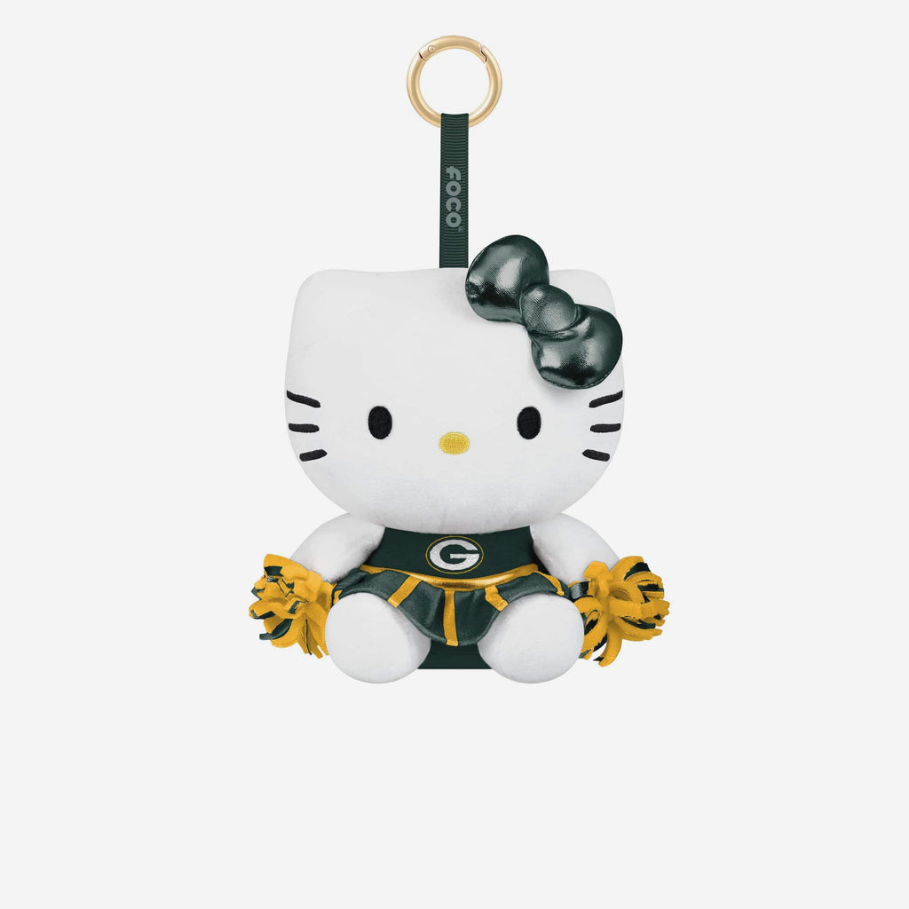Green Bay Packers Plush Hello Kitty® Cheer Outfit Bag Charm Keychain FOCO - FOCO.com