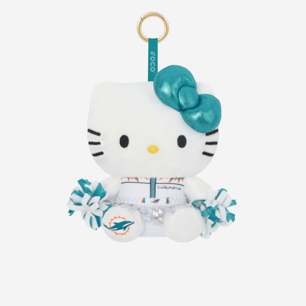 Miami Dolphins Plush Hello Kitty® Cheerleader Bag Charm Keychain FOCO - FOCO.com