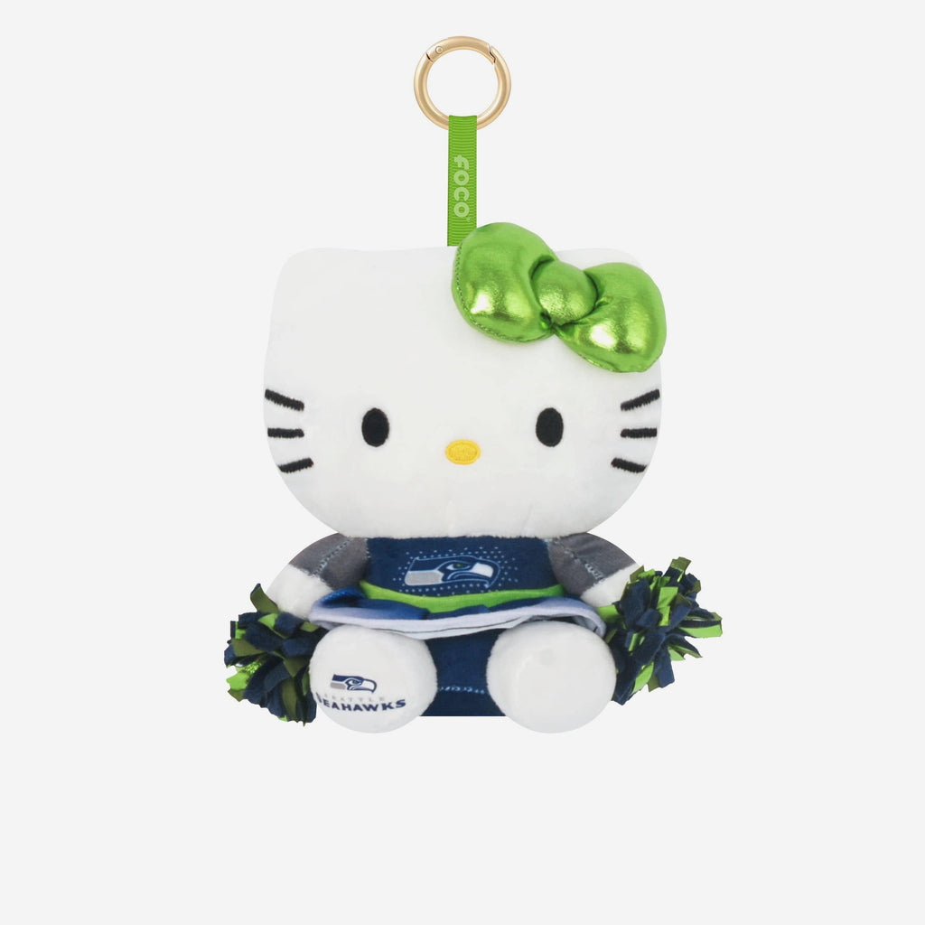 Seattle Seahawks Plush Hello Kitty® Cheerleader Bag Charm Keychain FOCO - FOCO.com