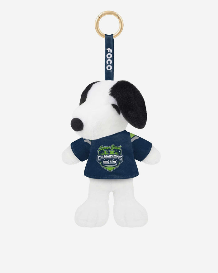 Seattle Seahawks Super Bowl LX Champions Plush Snoopy Peanuts Bag Charm Keychain FOCO - FOCO.com