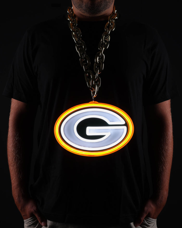 Green Bay Packers Neon Light Up Big Logo Chain FOCO - FOCO.com