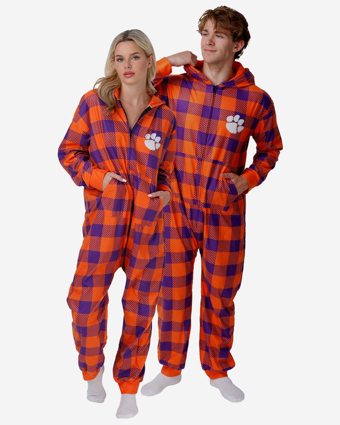 Clemson Tigers Plaid One Piece Pajamas FOCO S - FOCO.com