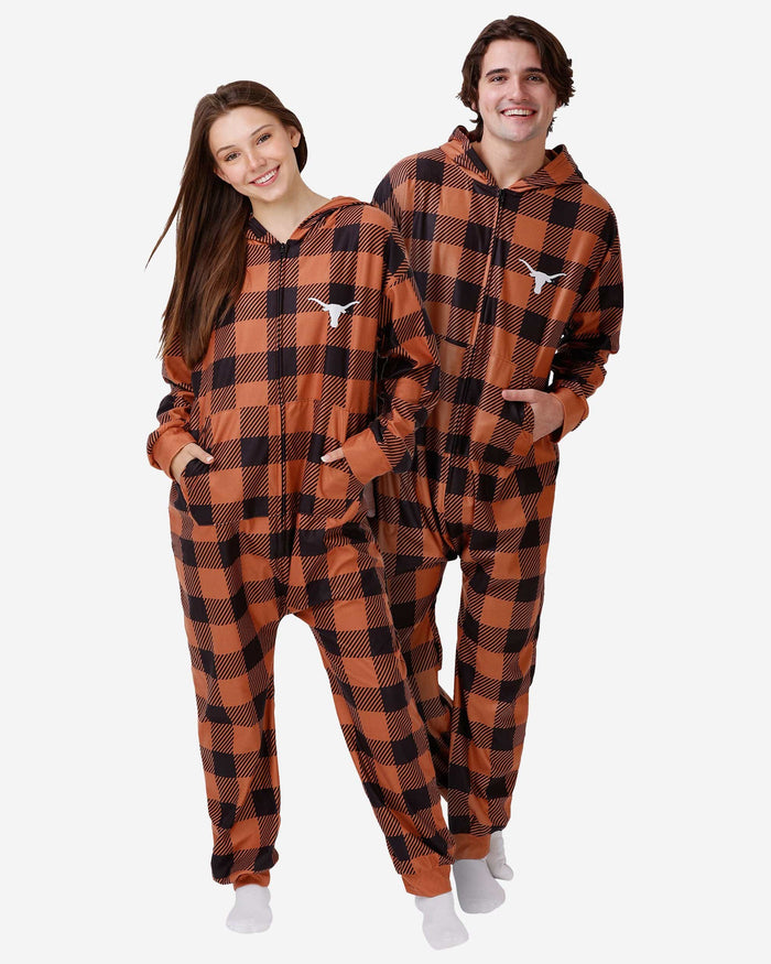 Texas Longhorns Plaid One Piece Pajamas FOCO S - FOCO.com