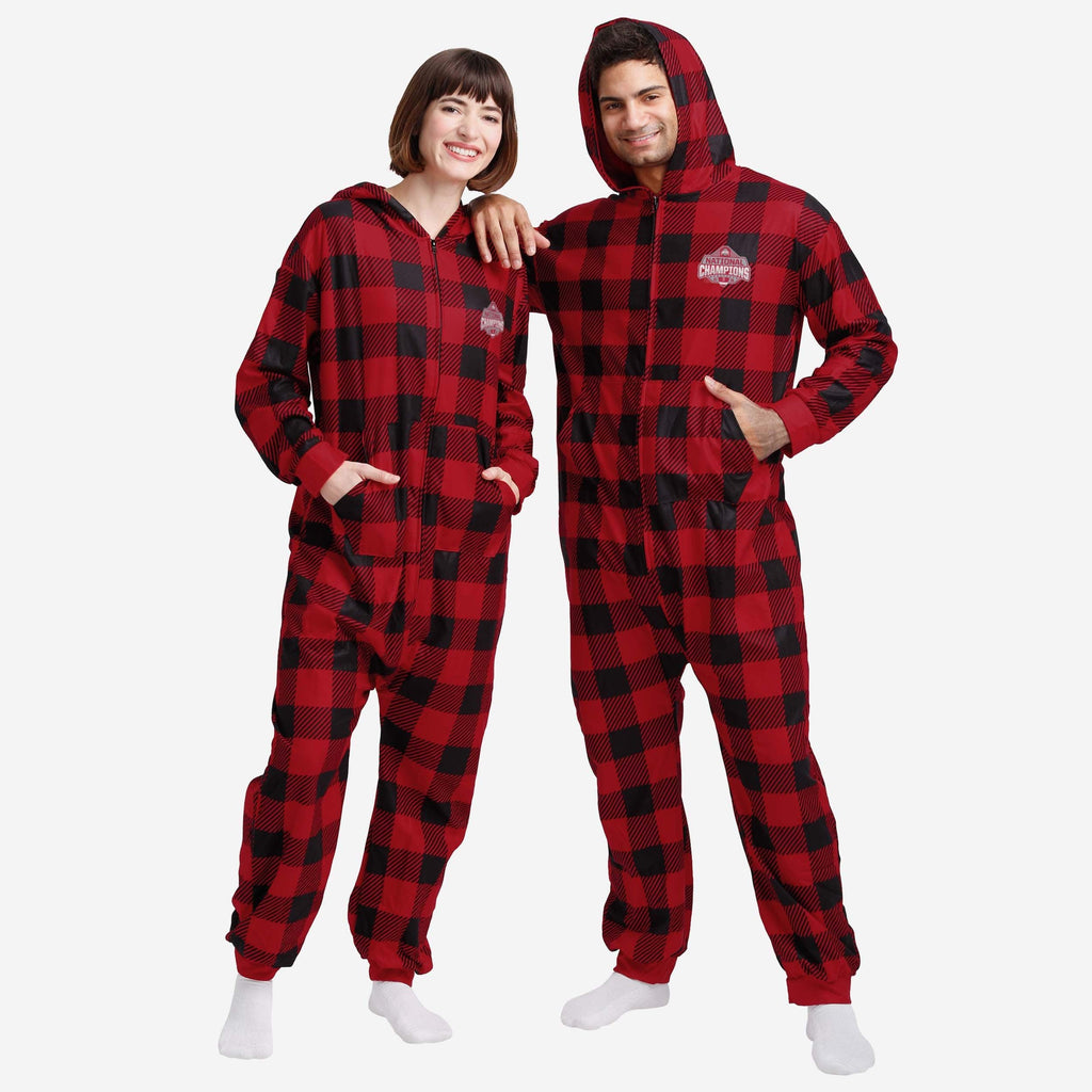 Ohio State Buckeyes 2024 Football National Champions Plaid One Piece Pajamas FOCO S - FOCO.com