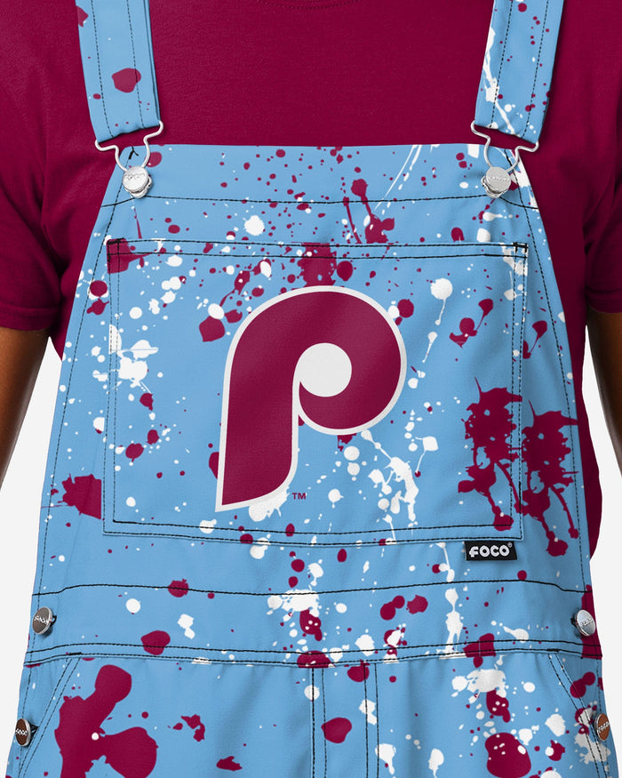 Philadelphia Phillies Mens Powder Blue Paint Splatter Bib Overalls FOCO - FOCO.com