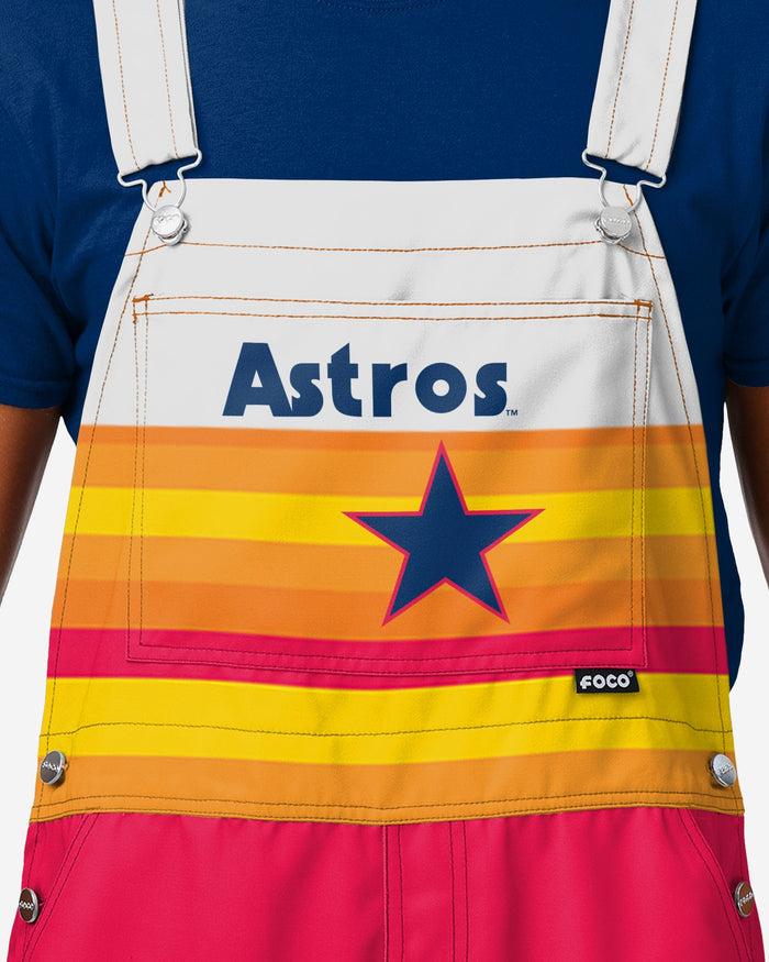 Houston Astros Mens Throwback Stripe Thematic Bib Overalls FOCO - FOCO.com