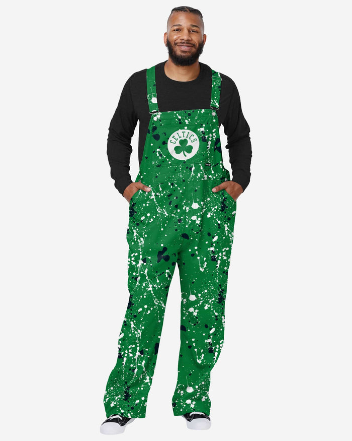 Boston Celtics Mens Paint Splatter Bib Overalls FOCO S - FOCO.com